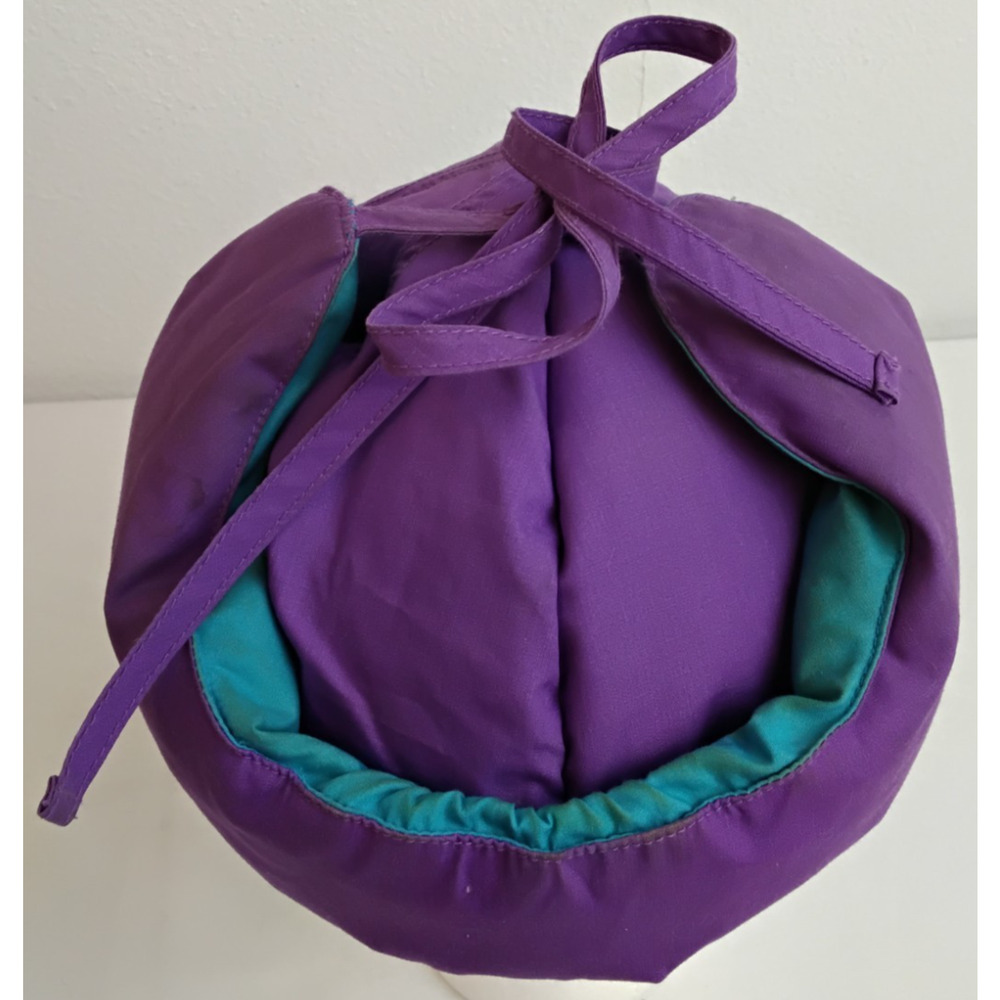 Vintage 1980s Down Filled Trapper Hat Blue/Purple Reversible Ladies M #Z5648 - Picture 6 of 12